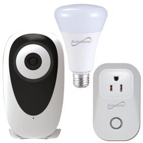 Supersonic 3-Pc. Smart Home Starter Kit with WiFi enabled HD Camera, Plug, Bulb