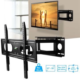 1Pc Full Motion TV Wall Mount Swivel Tilt TV Wall Rack Support 37in To 70in TV Wall Mount Max VESA Up To 600x400mm Holds Up To 99LBS (Option: Black)