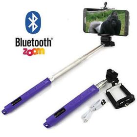Selfi Monopod Telescopic Stick with Bluetooth & Zoom controls (Color: purple)